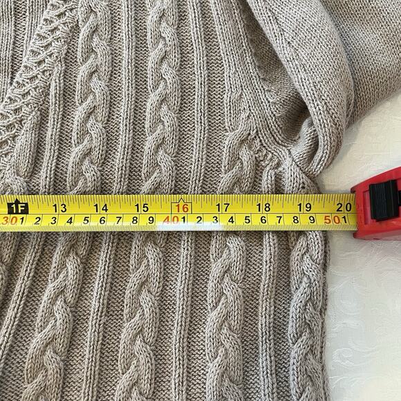 Soft Surroundings Wren Cable Knit Cardigan Small Sweater Buckle Heavy Wool Blend - Picture 8 of 10